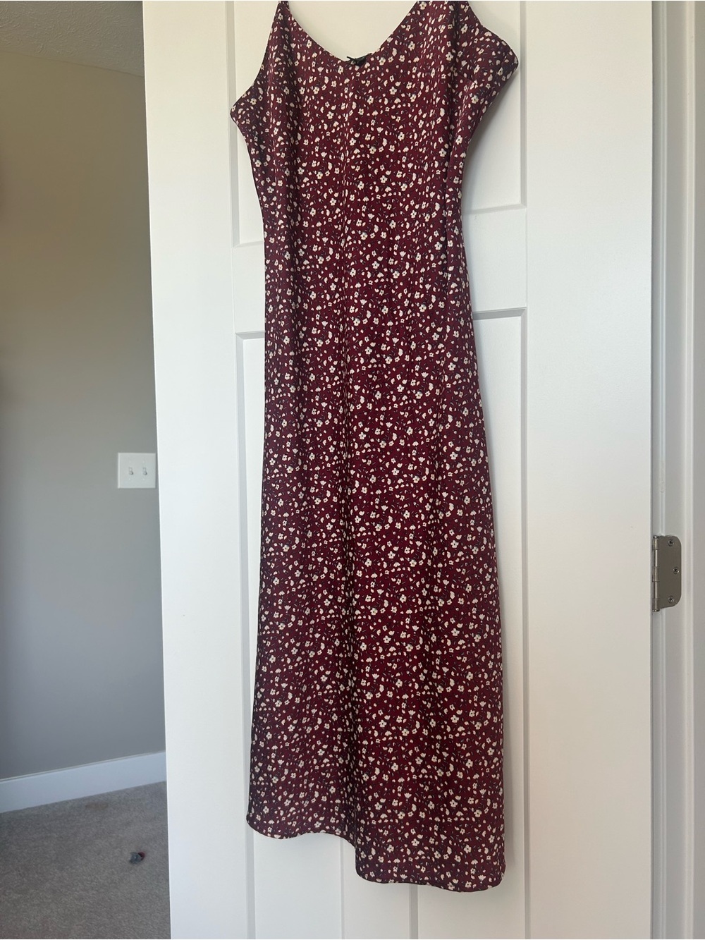 Women's Burgundy Floral Slip Dress